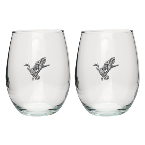 Mallard Duck Stemless Wine Glass Set of 2 | Mallard ...