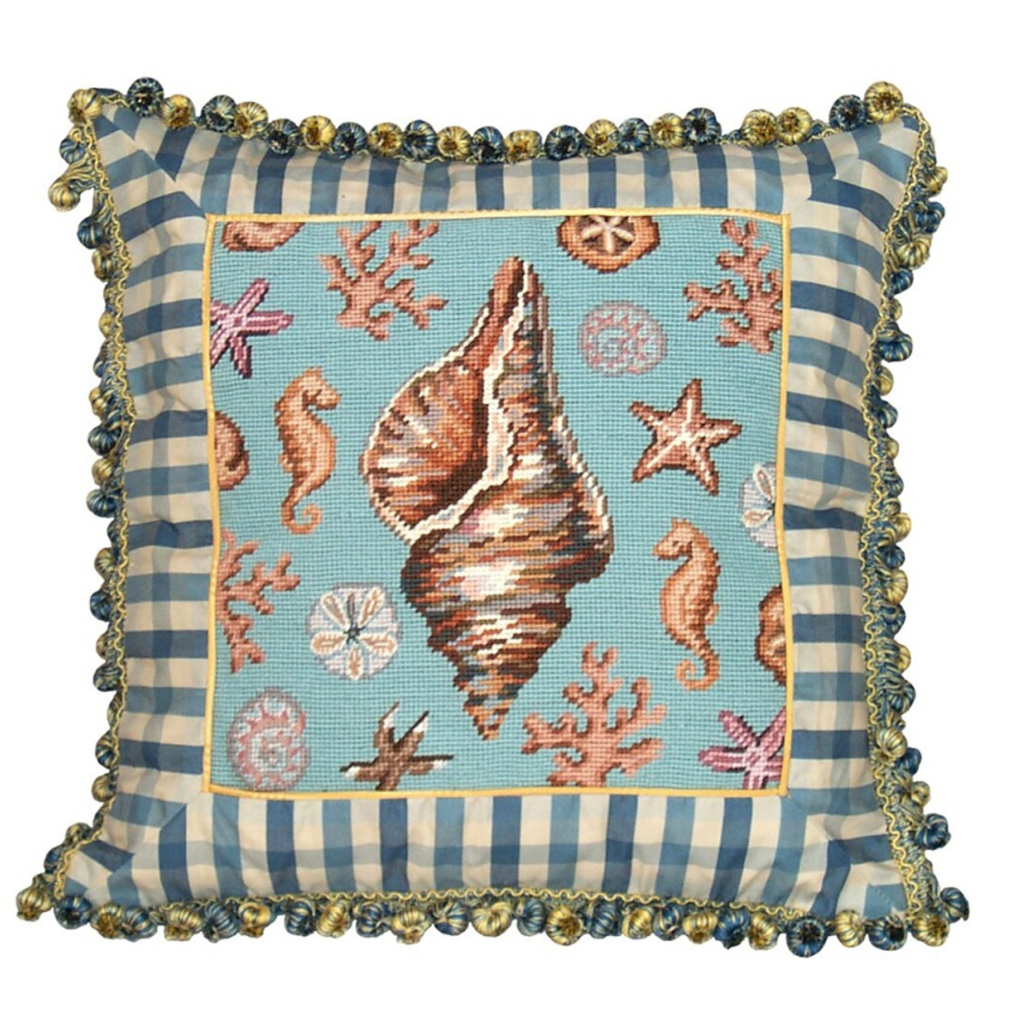 Conch Shell Needlepoint Pillow | Shell Needlepoint Pillow
