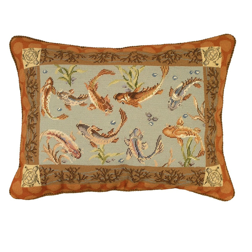 Koi Needlepoint Pillow Fish Needlepoint Pillow