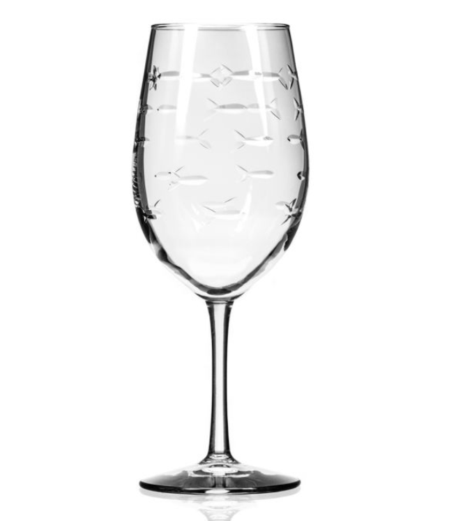 Fish 18 oz Wine Glass Set of Four School of Fish Glassware Rolf Glass
