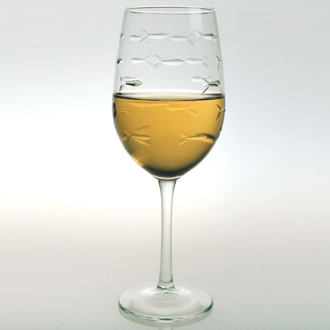 Fish 12 oz White Wine Glass Set of Four | School of Fish | Glassware ...