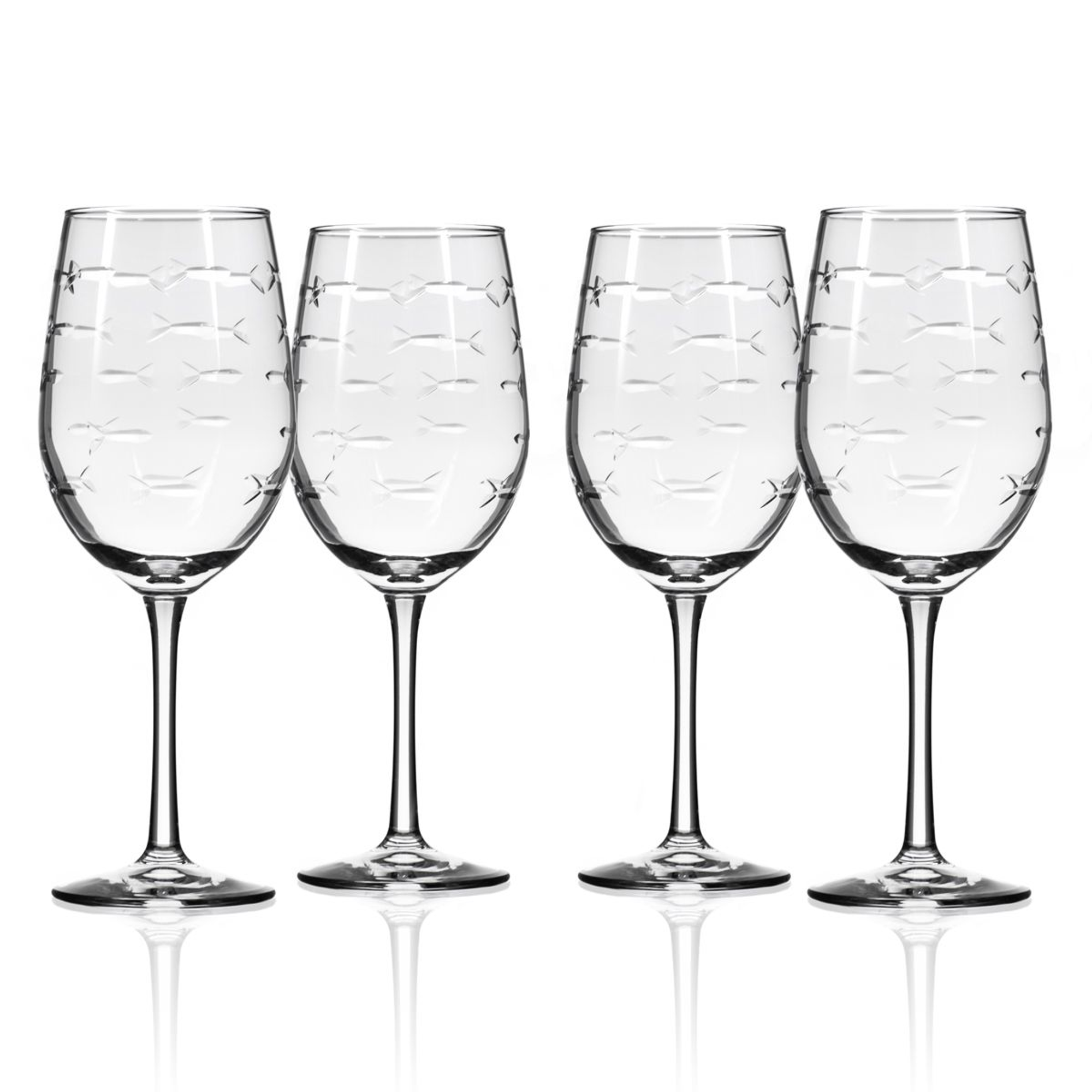 Fish 12 oz White Wine Glass Set of Four