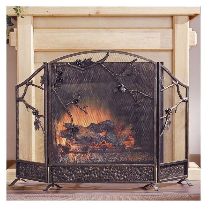 SPI Home Pinecone Cast Iron Fireplace Screen