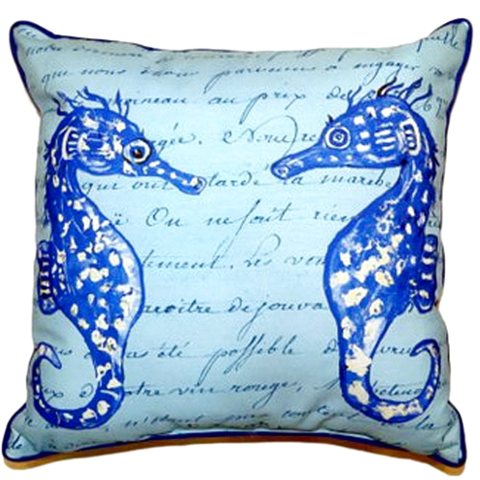 Seahorse French Blue Indoor Outdoor Pillow 22x22 | Indoor Outdoor Pillow