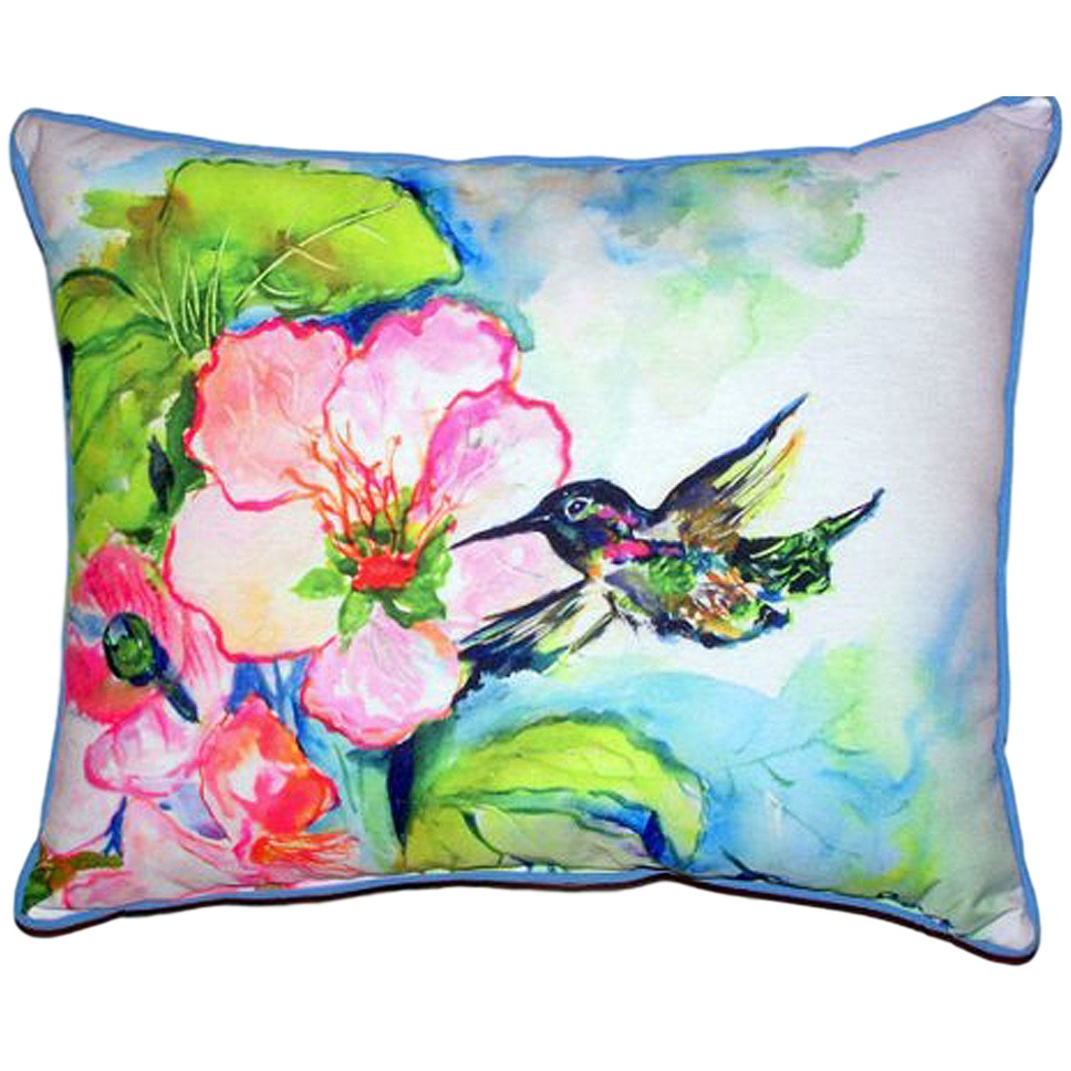 Betsy Drake Hummingbird Hibiscus Pillow