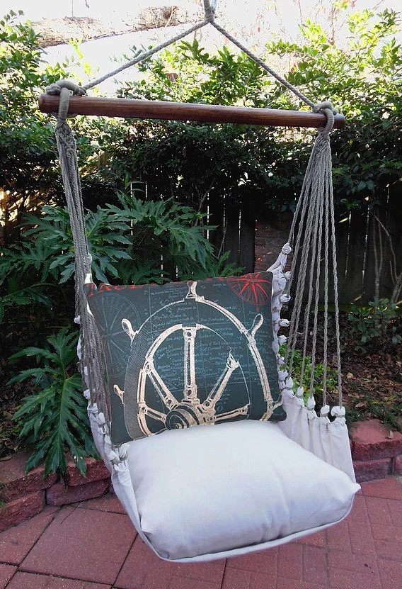 Ship Wheel Hammock Chair Swing | Latte | Magnolia Casual