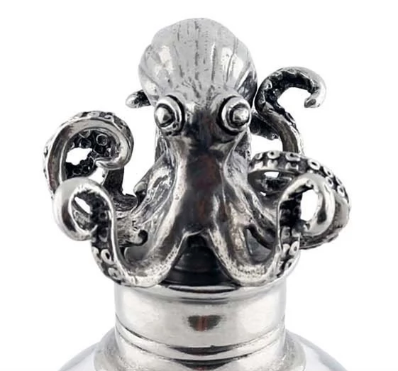 Octopus Decanter Glass Pewter Vagabond House