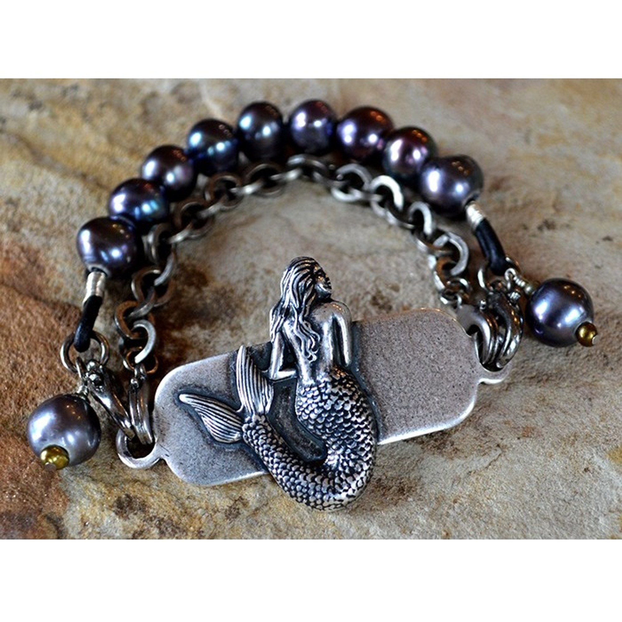 Amazonite Bracelet with a Mermaid Charm