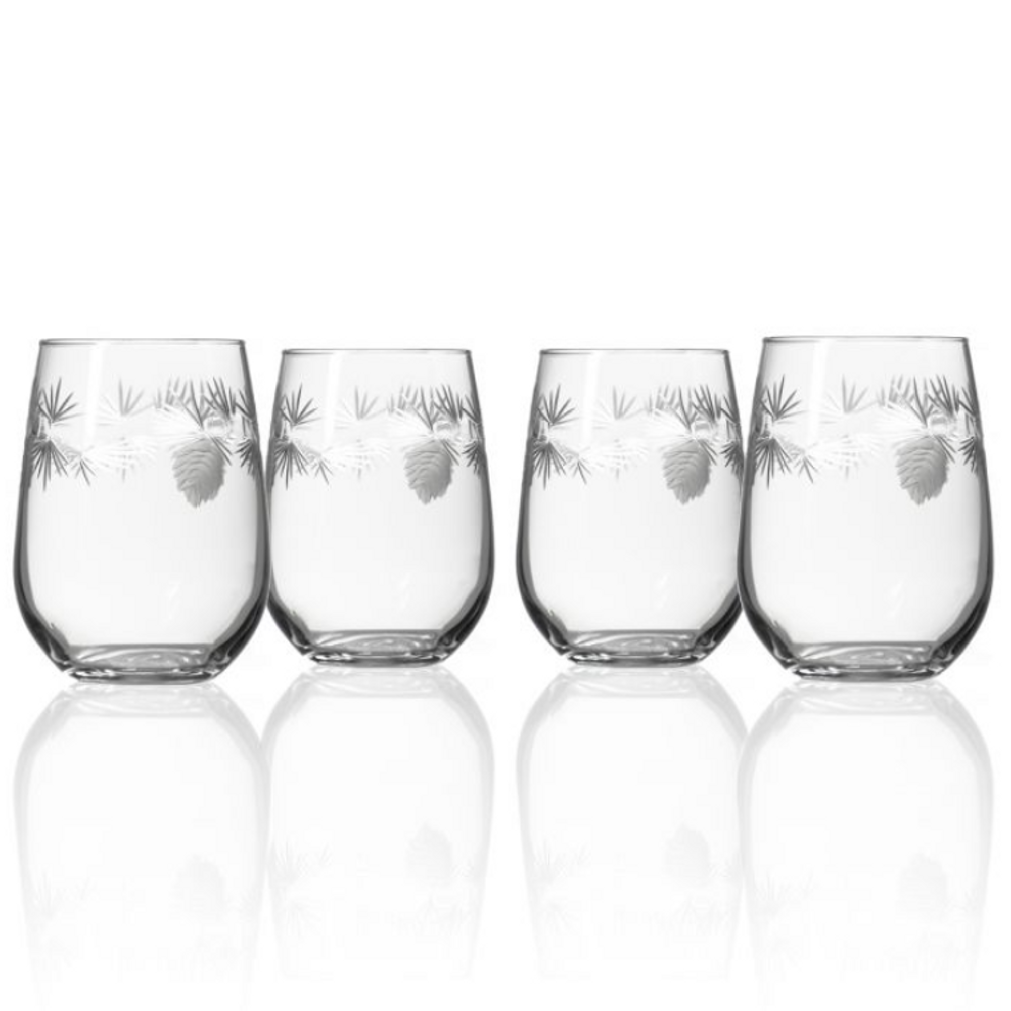 Set of 4 Elegant Stemless White Wine Glasses