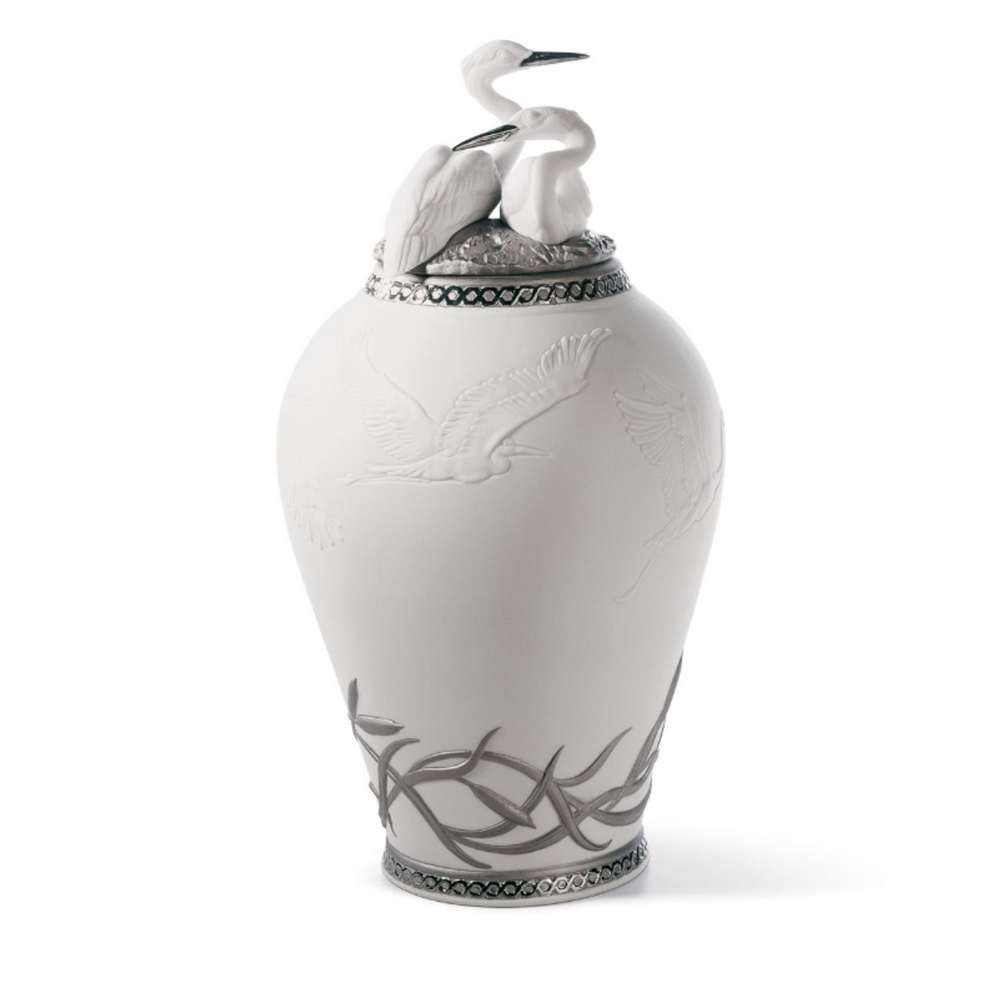Hand-painted Oriental Style Heron Motif 10 Vase 