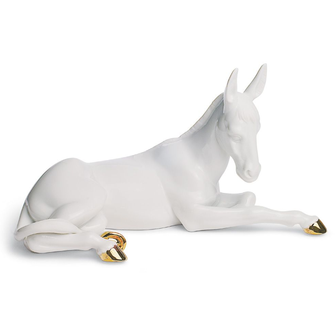Donkey Nativity Porcelain Figurine with Golden Lustre Lladro Donkey