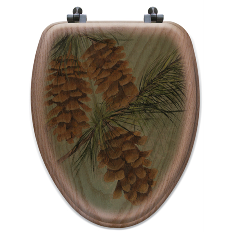 Pinecone Oak Wood Elongated Toilet Seat Wood Graphixs