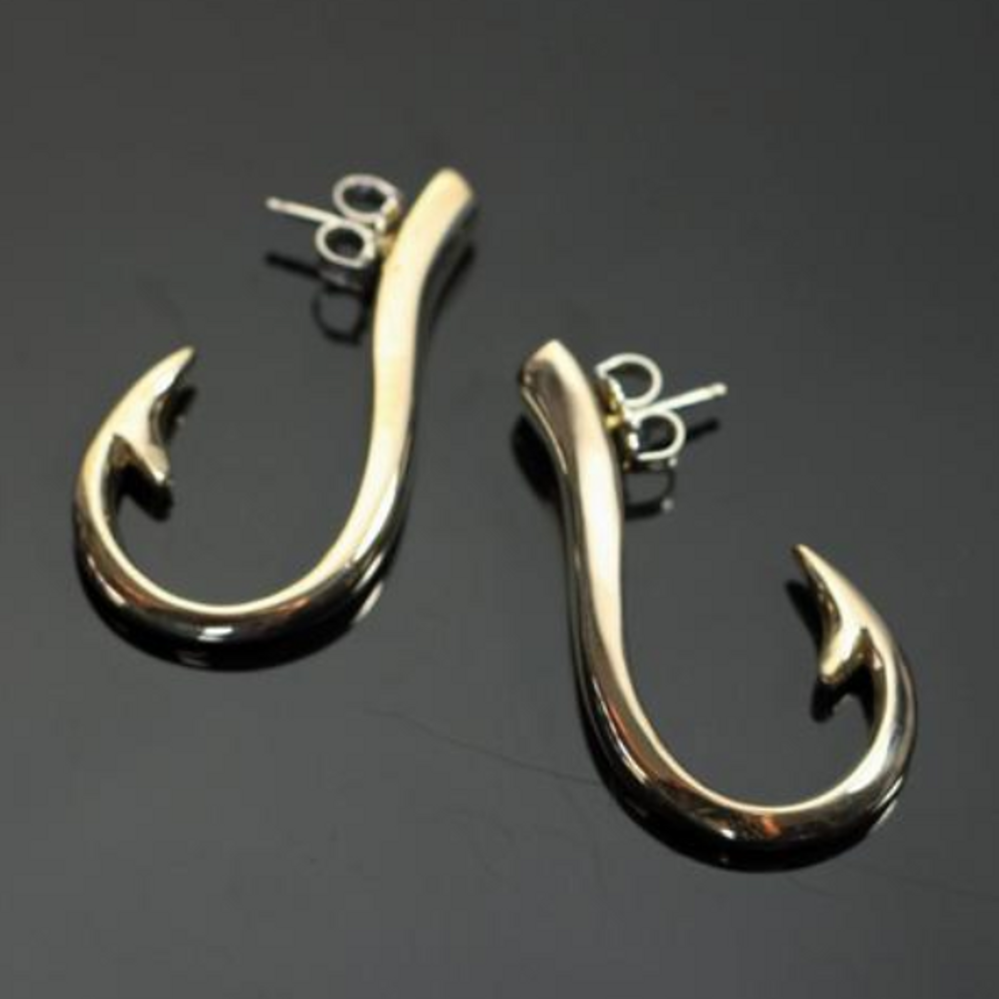 Bronze Large Fish Hook Earrings