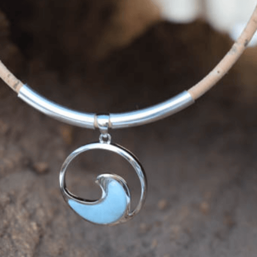 Wave Larimar, Sterling Silver Cork 