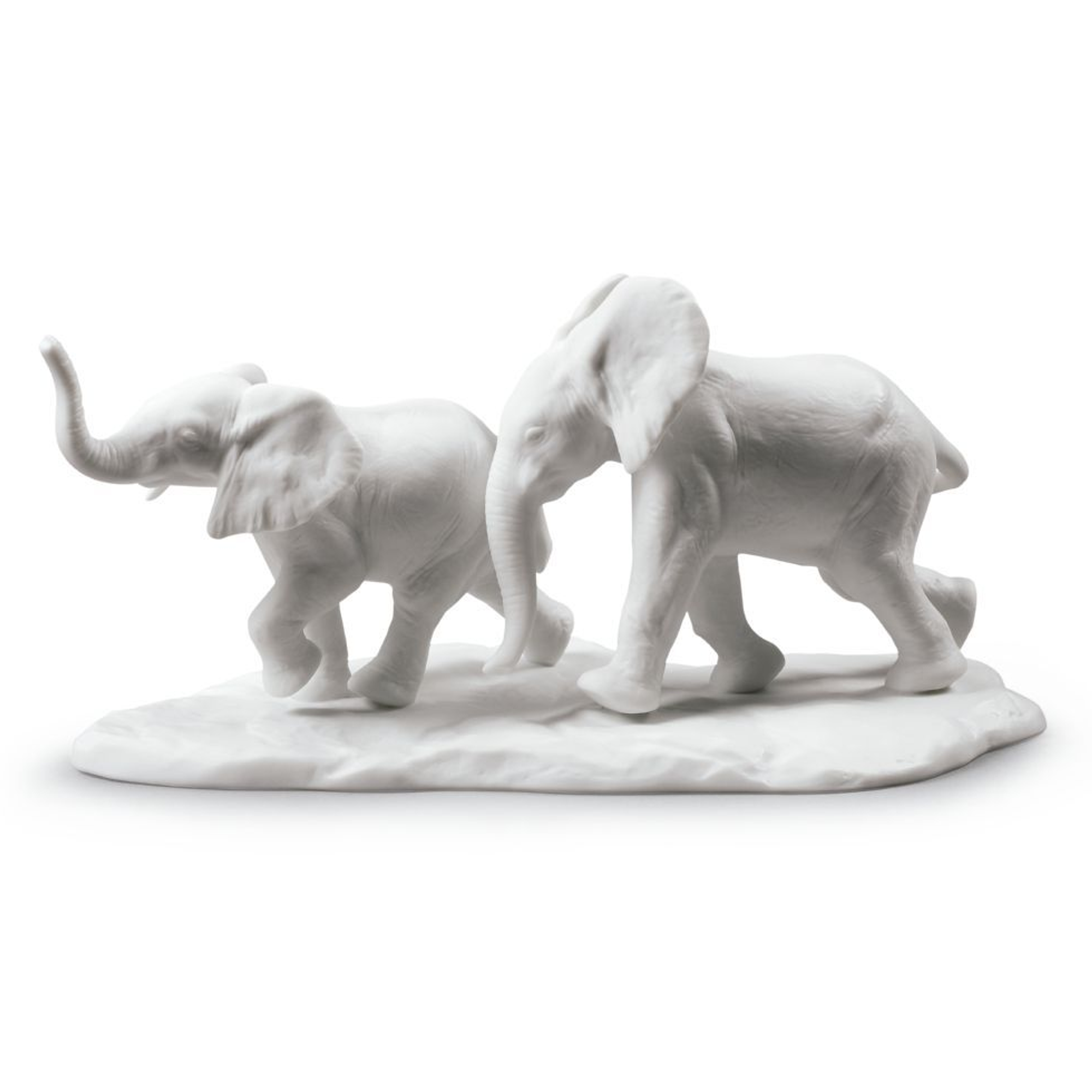 White Elephants Porcelain Sculpture Following the Path