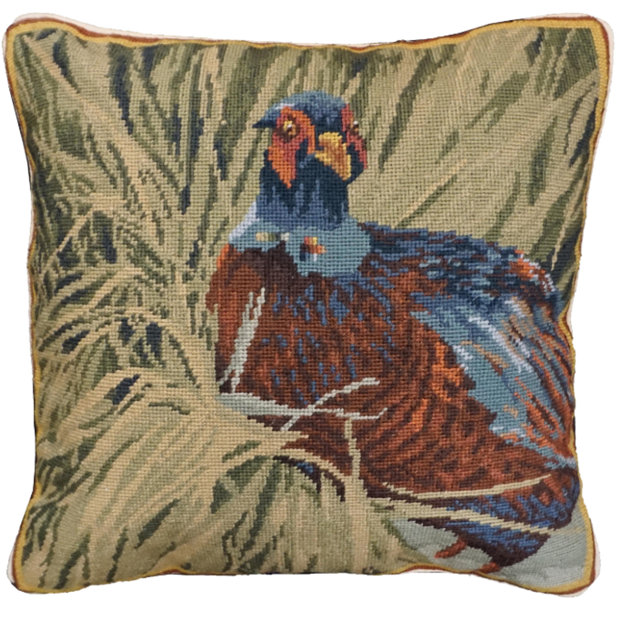 Dog Needlepoint Down Throw Pillow