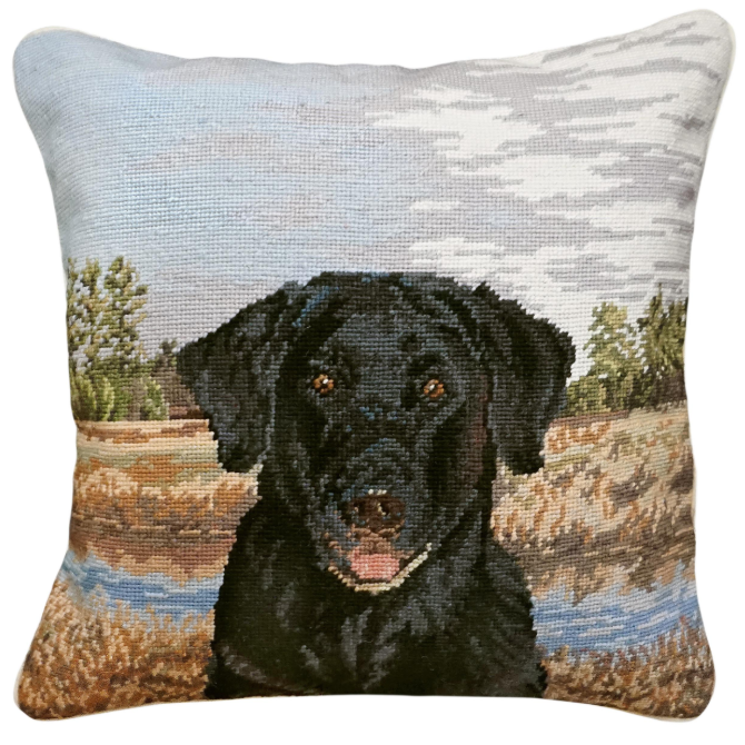 Good Boy Needlepoint Down Throw Pillow Springers Michaelian Home
