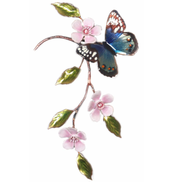 Bovano Blue Beauty With Cherry Blossoms Butterfly Wall Art W150 Splashcobain *white acrylic on the wall*. blue beauty butterfly with cherry blossoms wall art bovano of cheshire