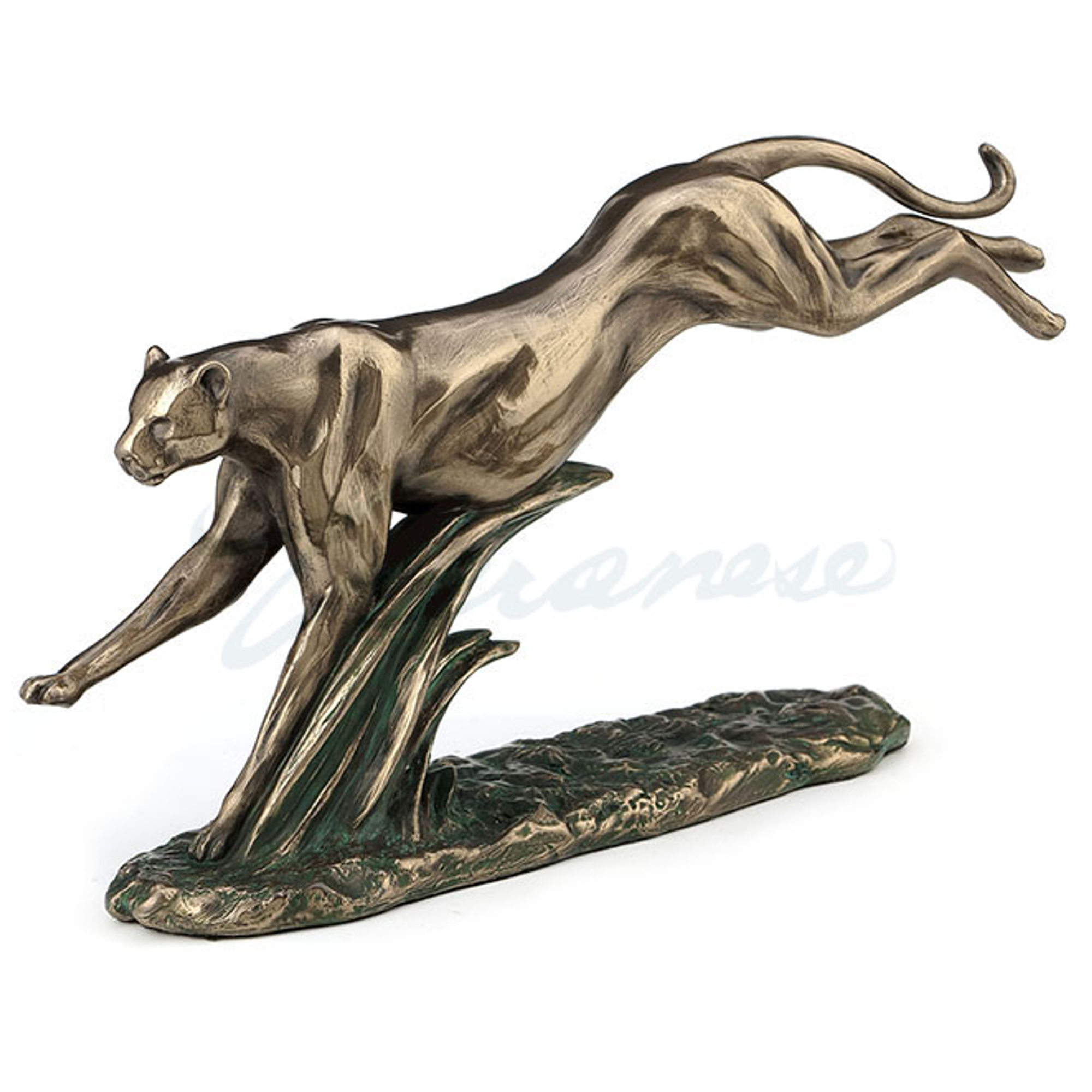 Running Cheetah Sculpture, Bronze Finish, Unicorn Studios