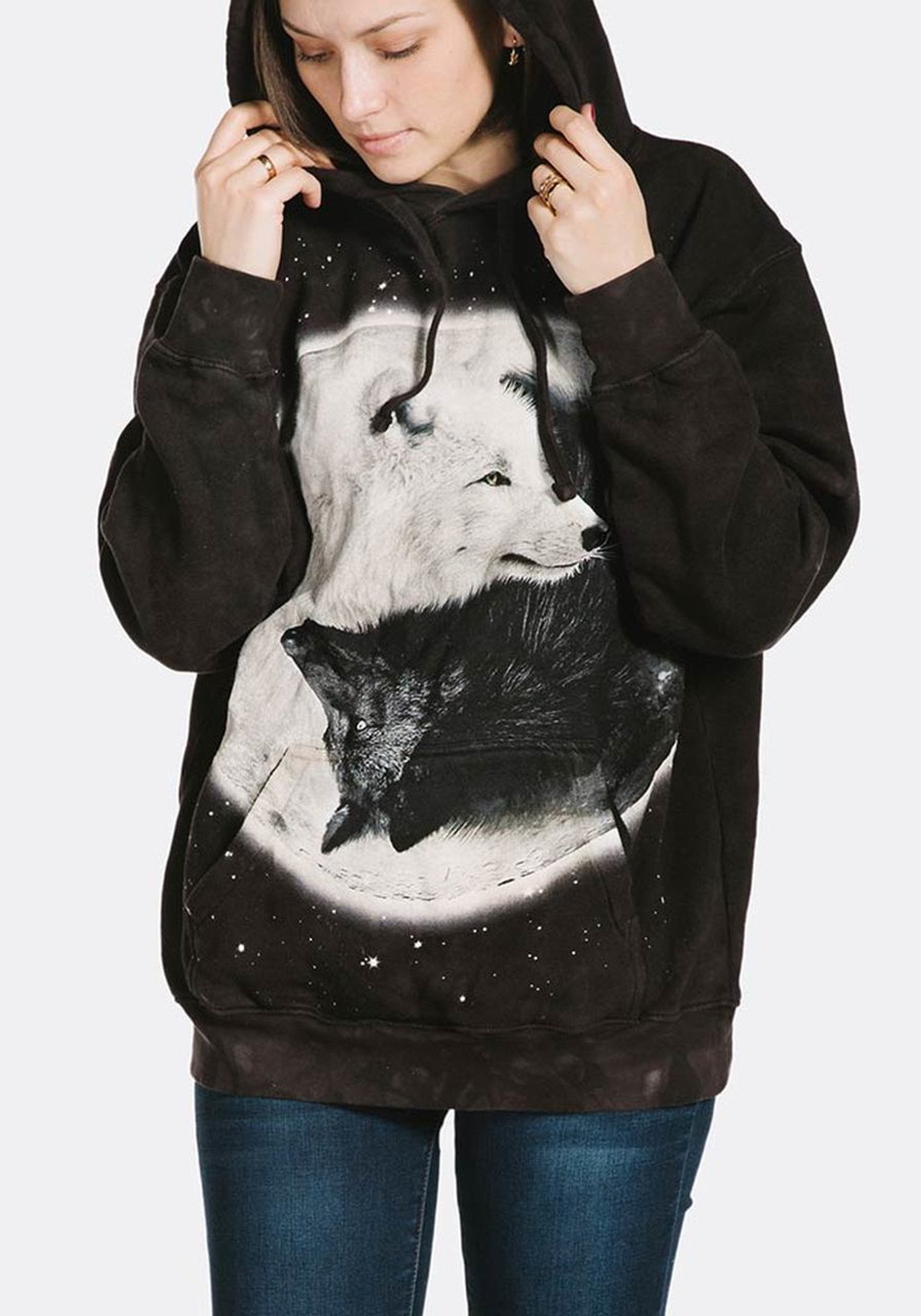 yin and yang wolf hoodie