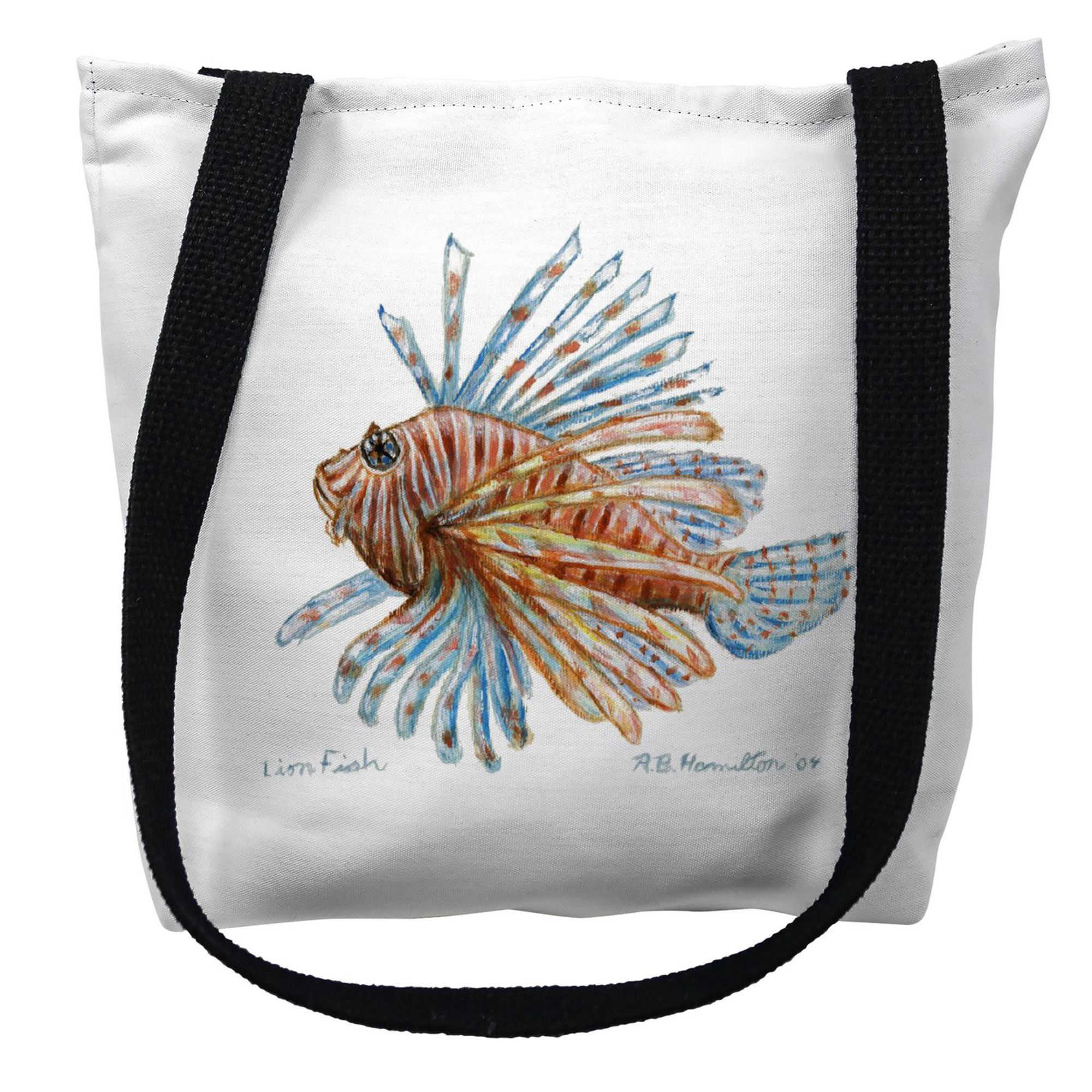 B Drake TY093M 16 x 16 in. Lion Fish Guest Towel Tote Bag - Medium