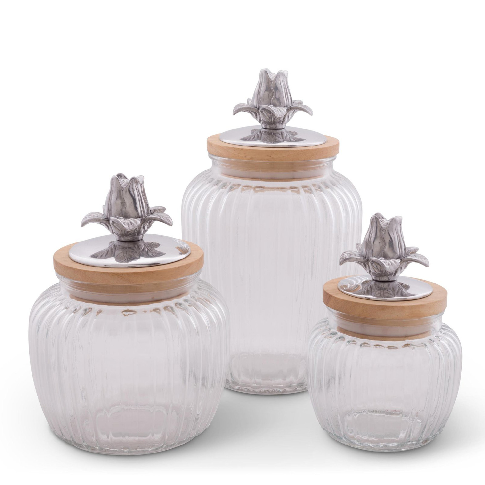 Grey Glass Decorative Jar Set Of 2