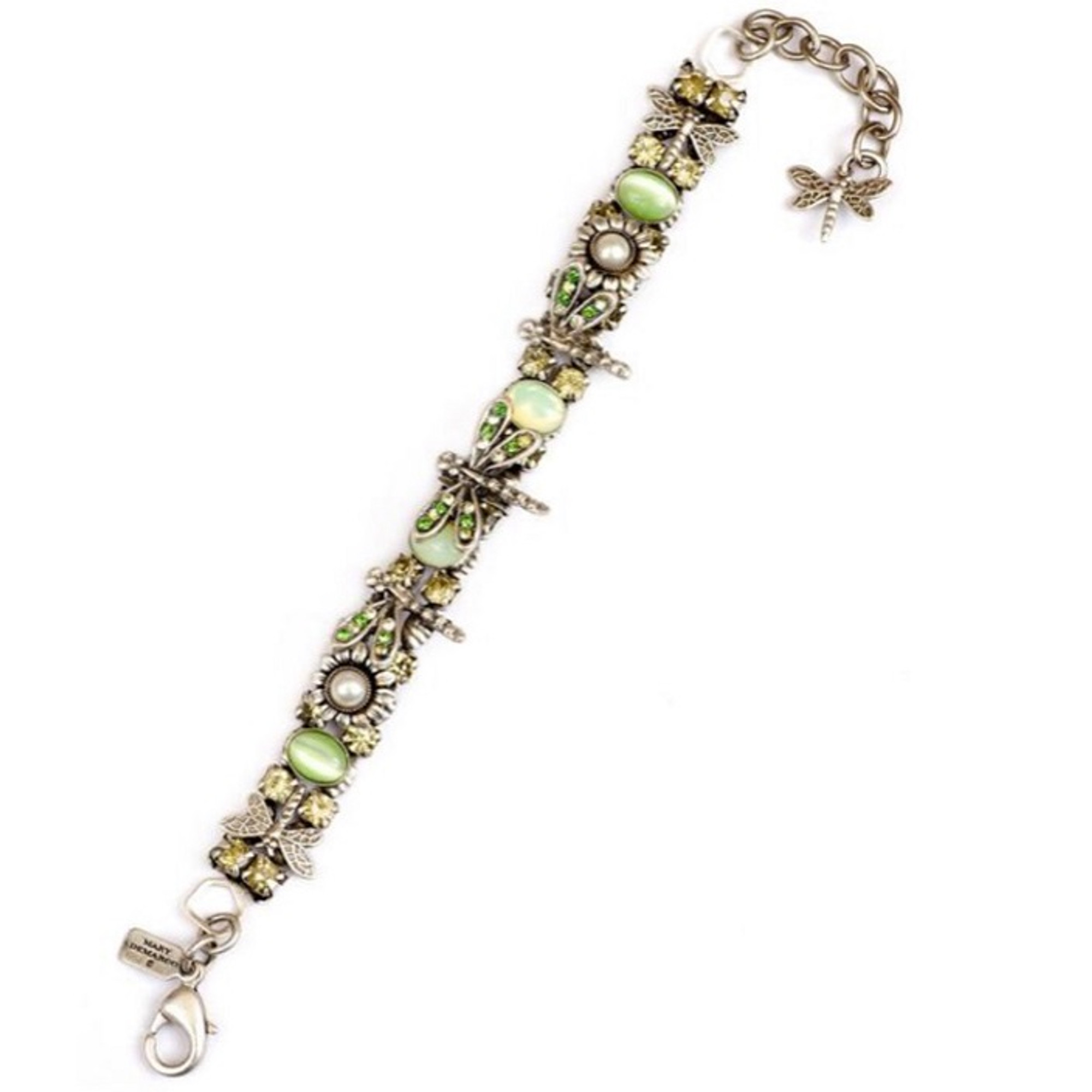 Dragonfly and Flower Pewter Bracelet | La Contessa