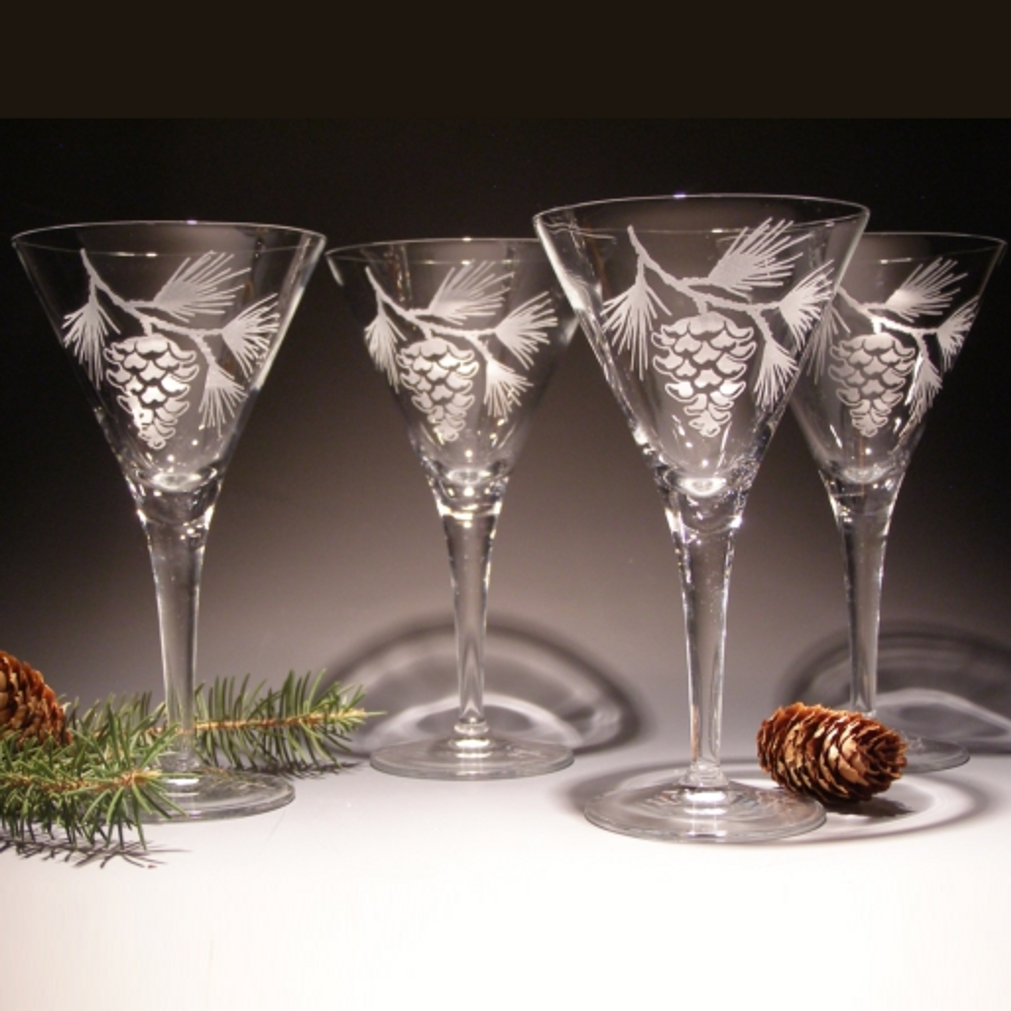 Pinecone Crystal Martini Glass Set of 4