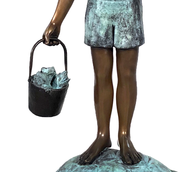 Boy on Turtle with Frog Bronze Fountain Statue | Outdoor Bronze