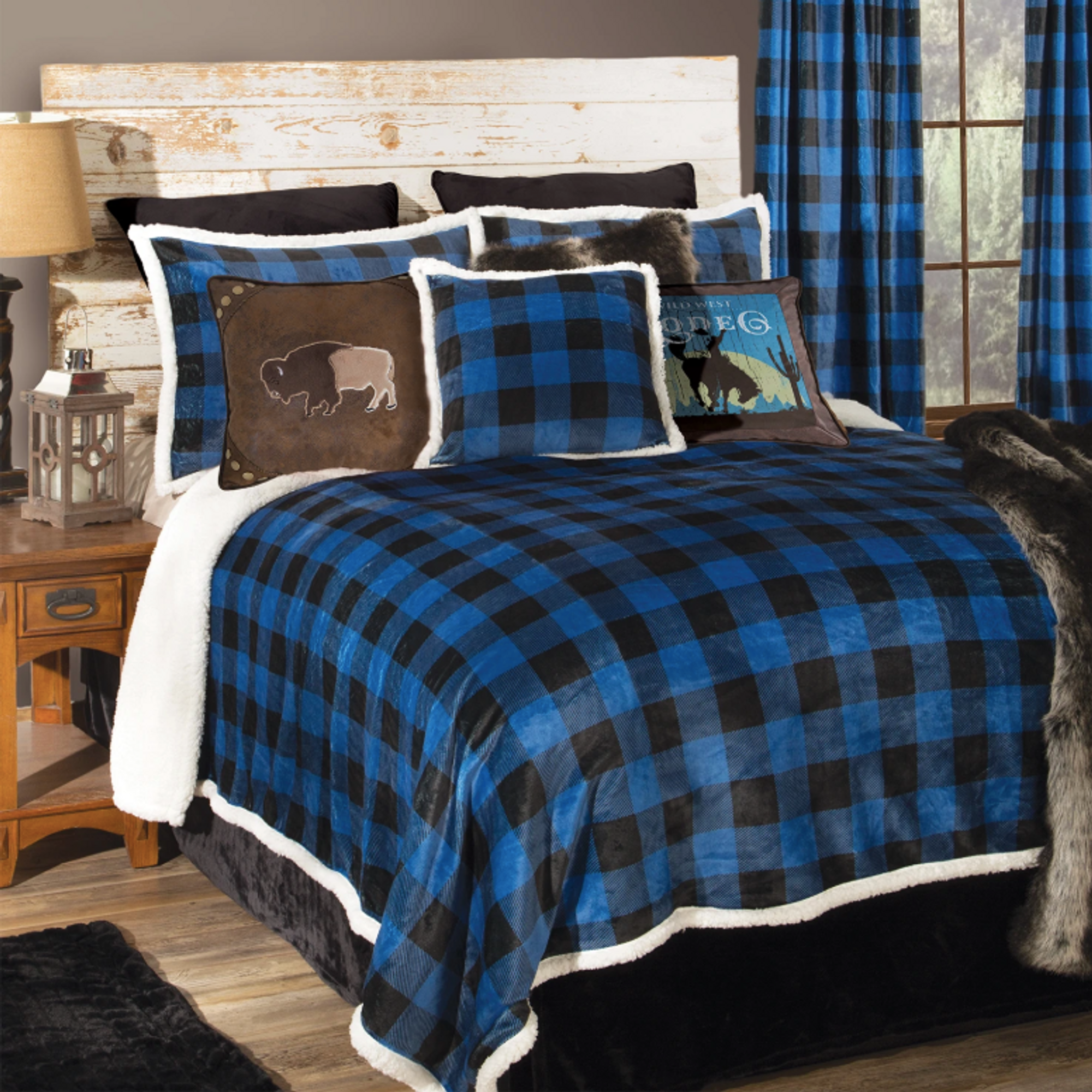 Lumberjack Plaid Wrangler Blue King Bedding Set Buffalo Check Comforter Set Carstens