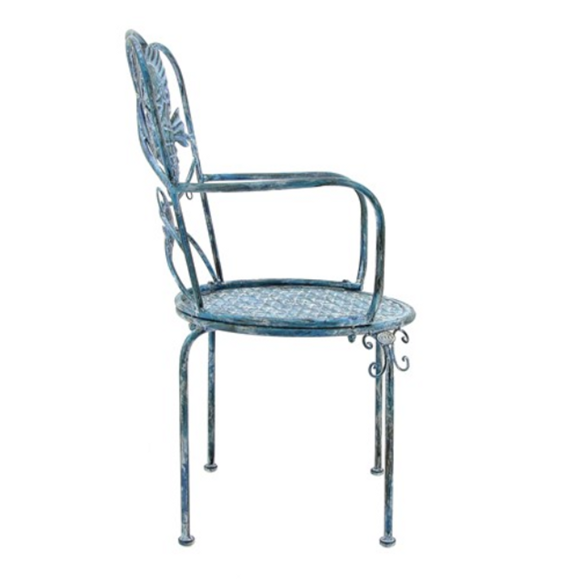 Seahorse and Fish Iron Garden Chair Set of 2