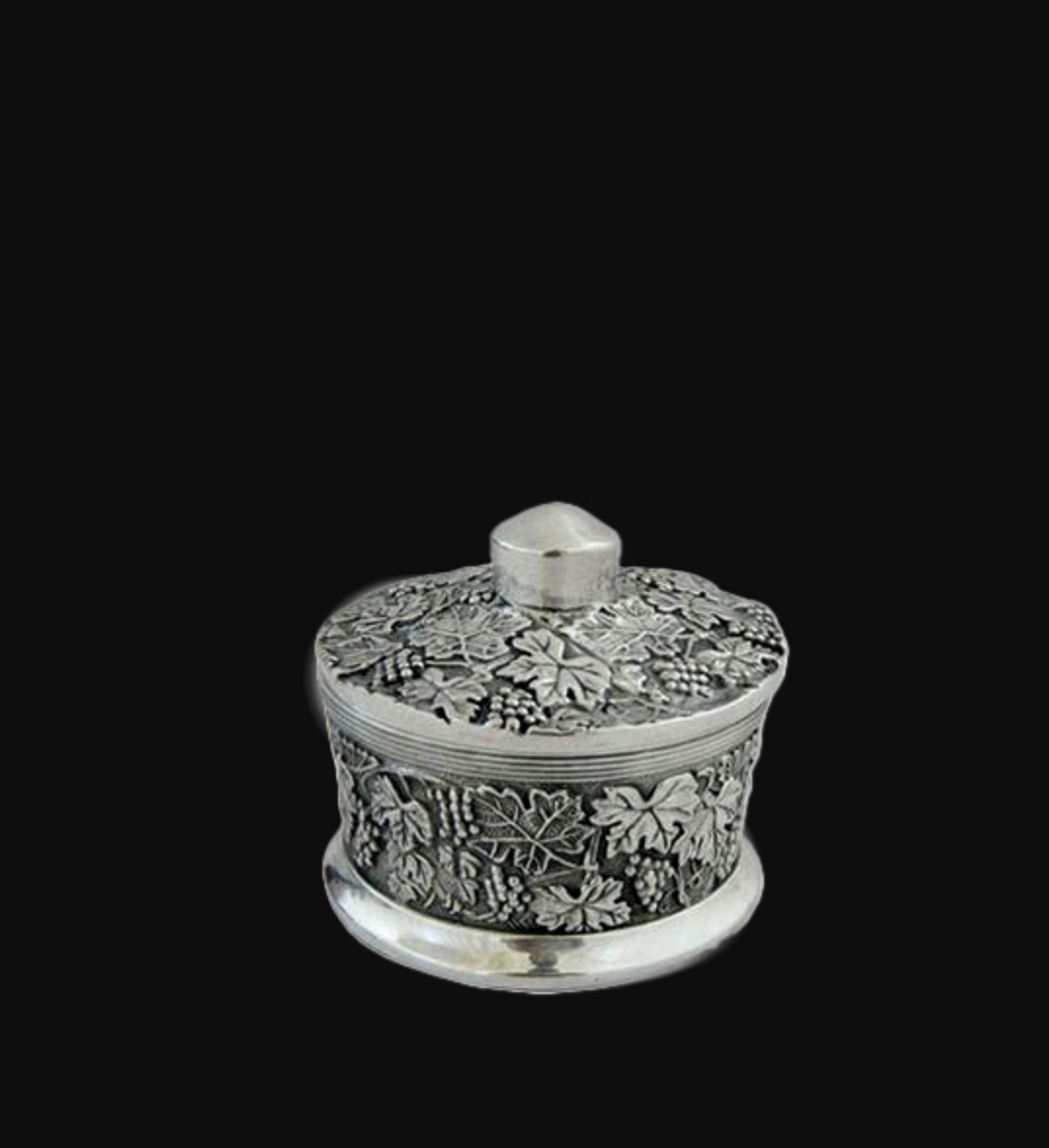 銀製皿 木製箱付き Botanical Leaf Sterling Silver Plated Round Jewelry Box | D
