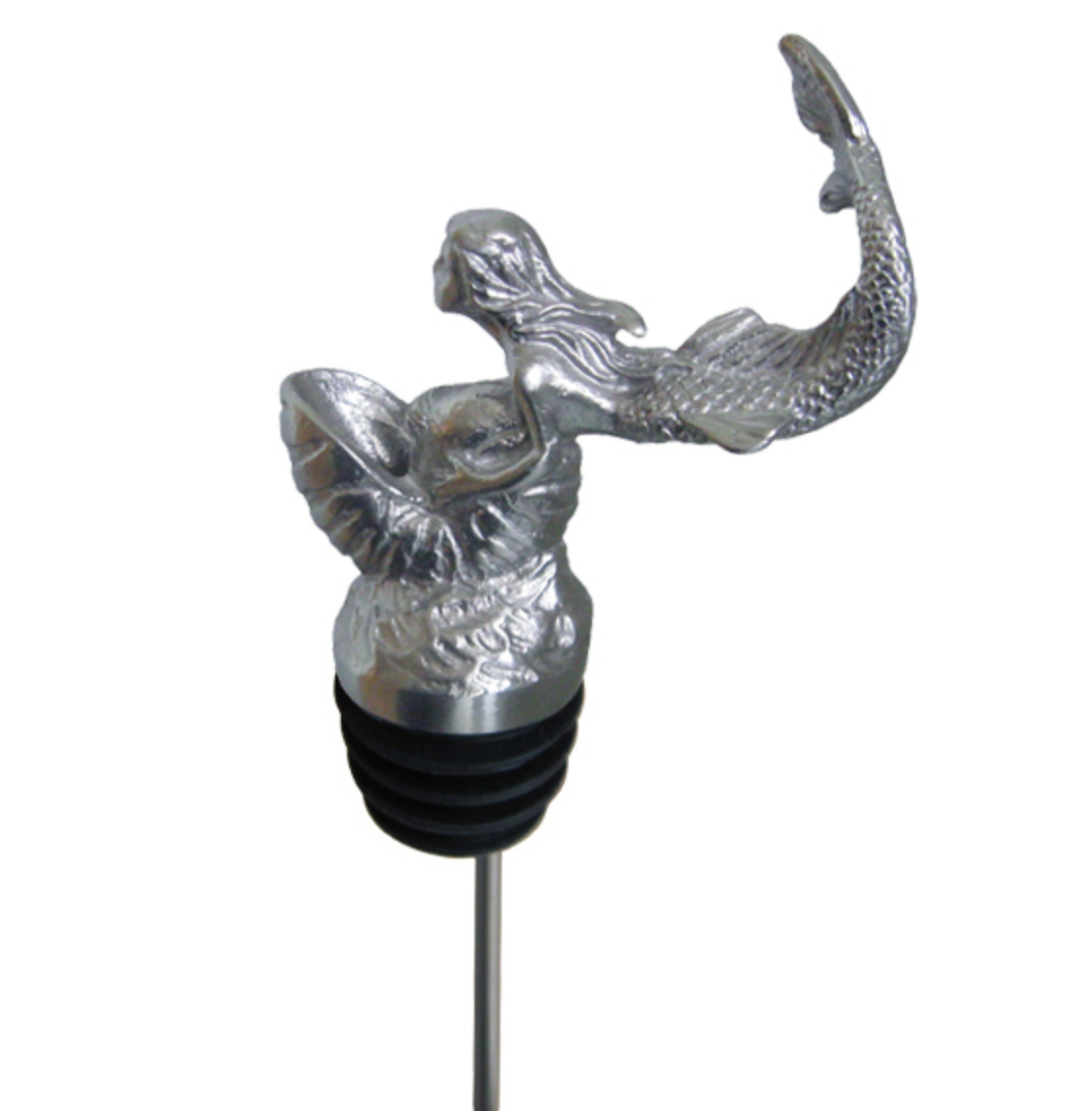 Stainless Steel Carved Mermaid and Shell Wine Pourer Aerator