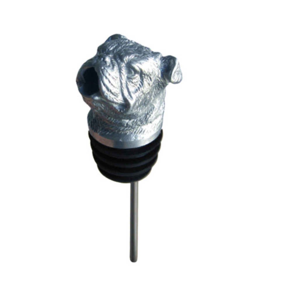 Stainless Steel Carved Bulldog Wine Pourer Aerator Bulldog Wine