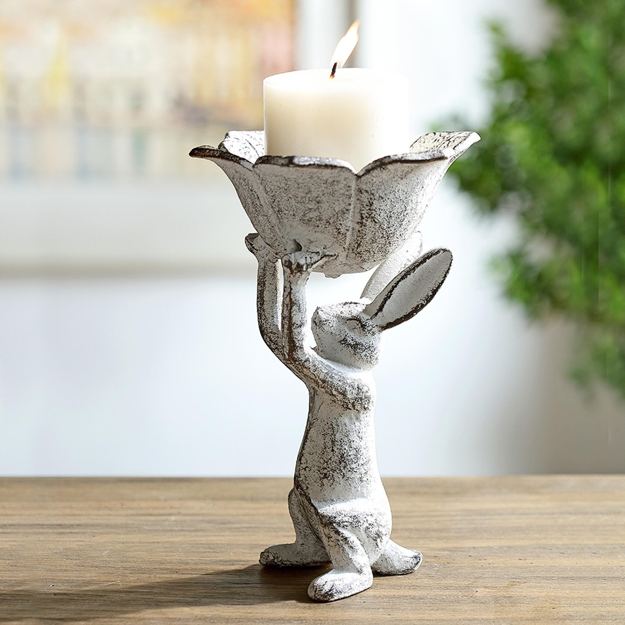 SPI Home Bunny with Flower Candleholder