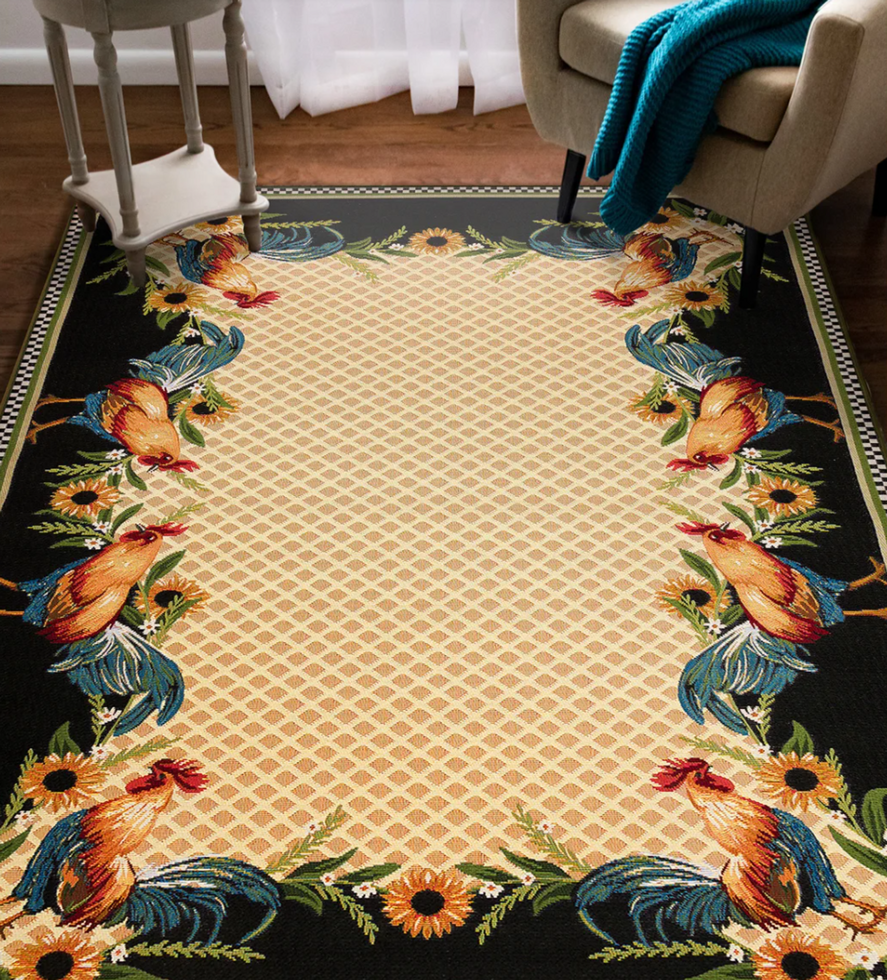 Indoor/Outdoor Sunflower Hooked Polypropylene Accent Rug