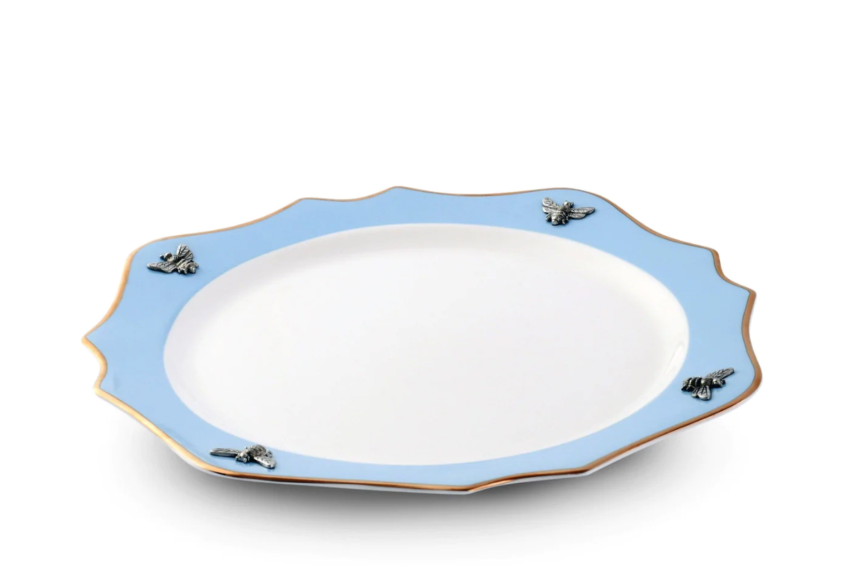 Bee Bone China Charger Blue with Gold Rim - Thumbnail 2