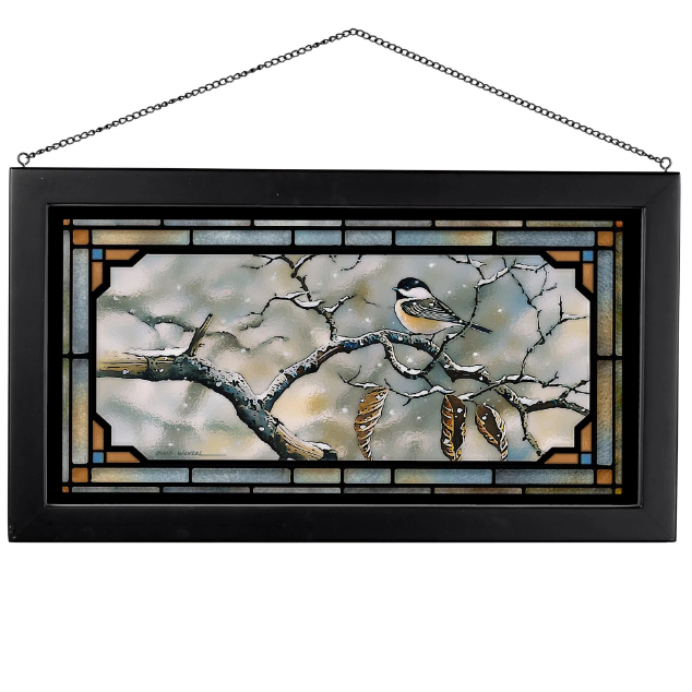 Wild Wings Resolve to Winter Chickadee Stained Glass Art