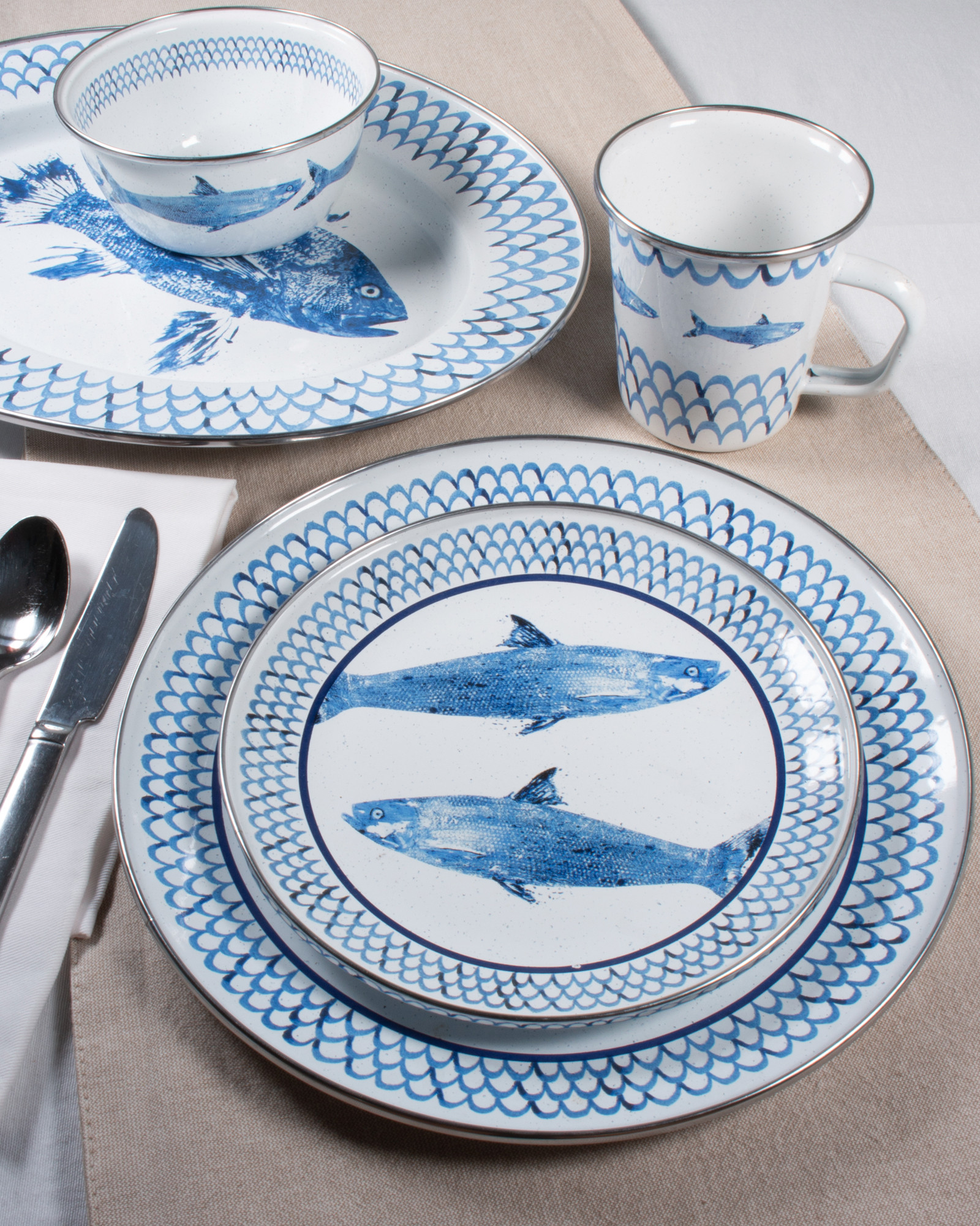 Golden Rabbit Fish Enamel Ware Bowls
