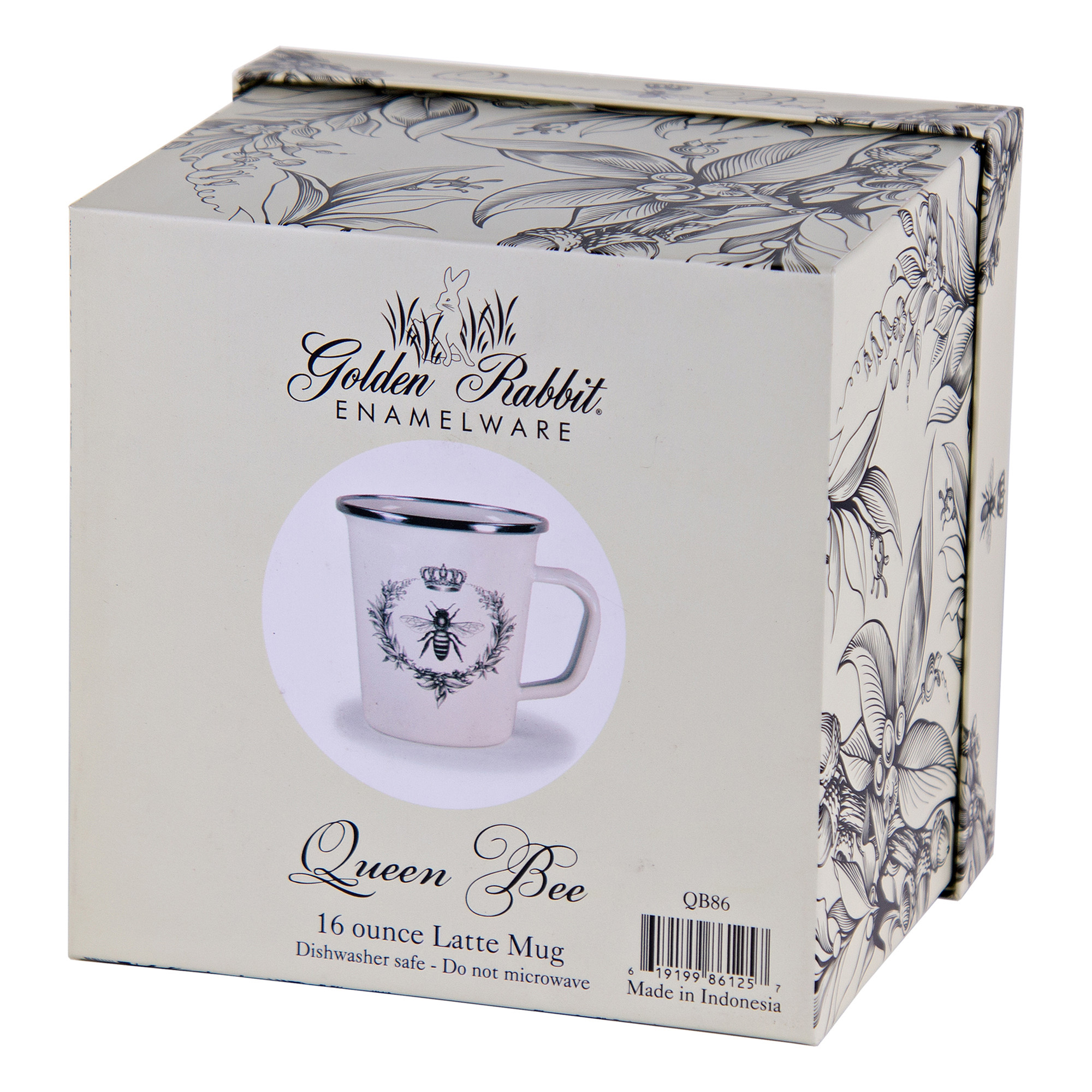  Golden Rabbit Enamelware - Fishing Fly Pattern - Set of 4-16oz  Latte Mugs : Home & Kitchen