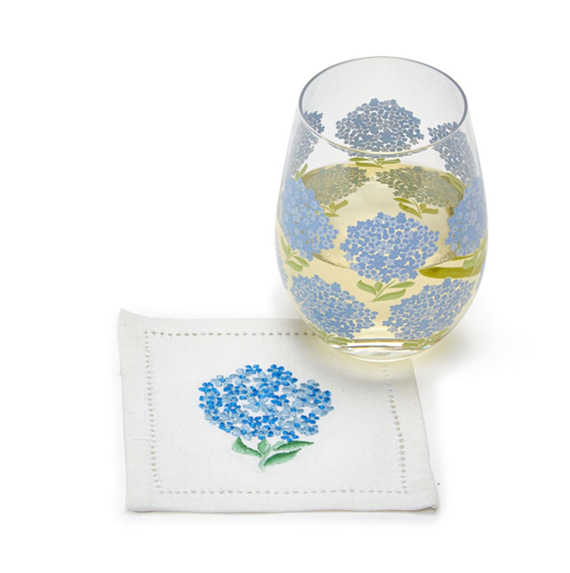 Hydrangea Stemless Wine Glass, Sold Separately