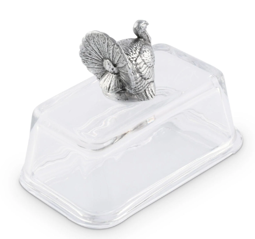 Arthur Court Glass Turkey Butter Dish