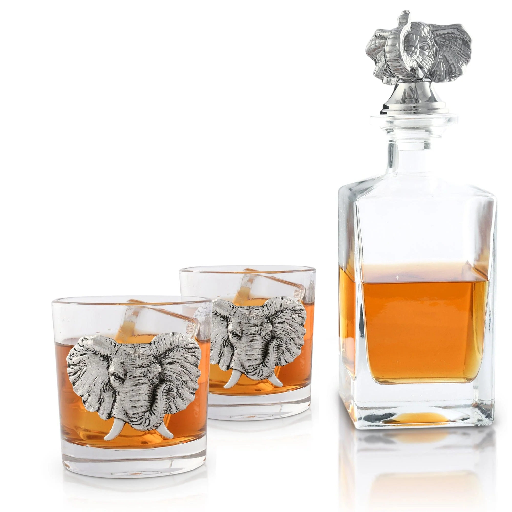 Handmade Elephant Decanter and Glasses Boxed Set | Whiskey