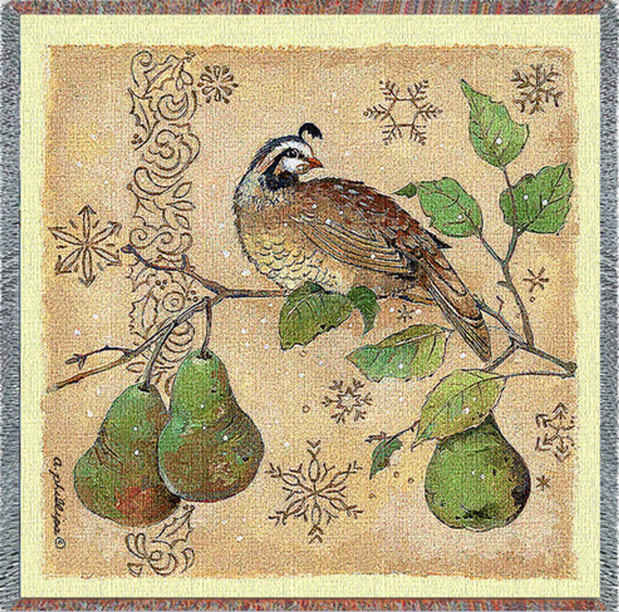 Partridge In A Pear Tree Tapestry Throw Blanket | Throw | Pure Country | Holiday partridge-in-a-pear-tree-stencil-buy-reusable-christmas-stencils-online-at-the-stencil-studio