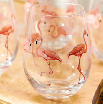 Two's Company Flamingo Stemless Wine Glasses - Thumbnail 4