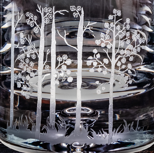 Aspen Leaf Crystal Decanter | Etched Crystal | Evergreen Crystal