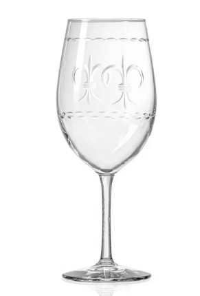 Cut Crystal Fleur de Lis 18 Ounce Wine Glass