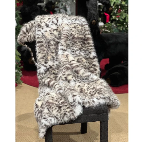 Snow Leopard Faux Fur Throw | Fur Blanket | Ditz