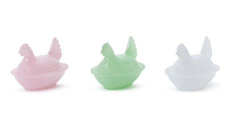 Painted Glass Hen on Nest Covered Dish | Chicken | Easter