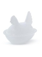 Painted Glass Hen on Nest Covered Dish | Chicken | Easter